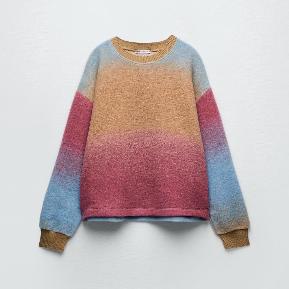 NWT ZARA SOFT TIE-DYE WOOL SWEATER S